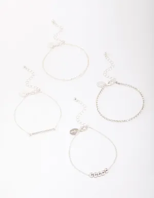 Silver Charm Bracelet 5-Pack