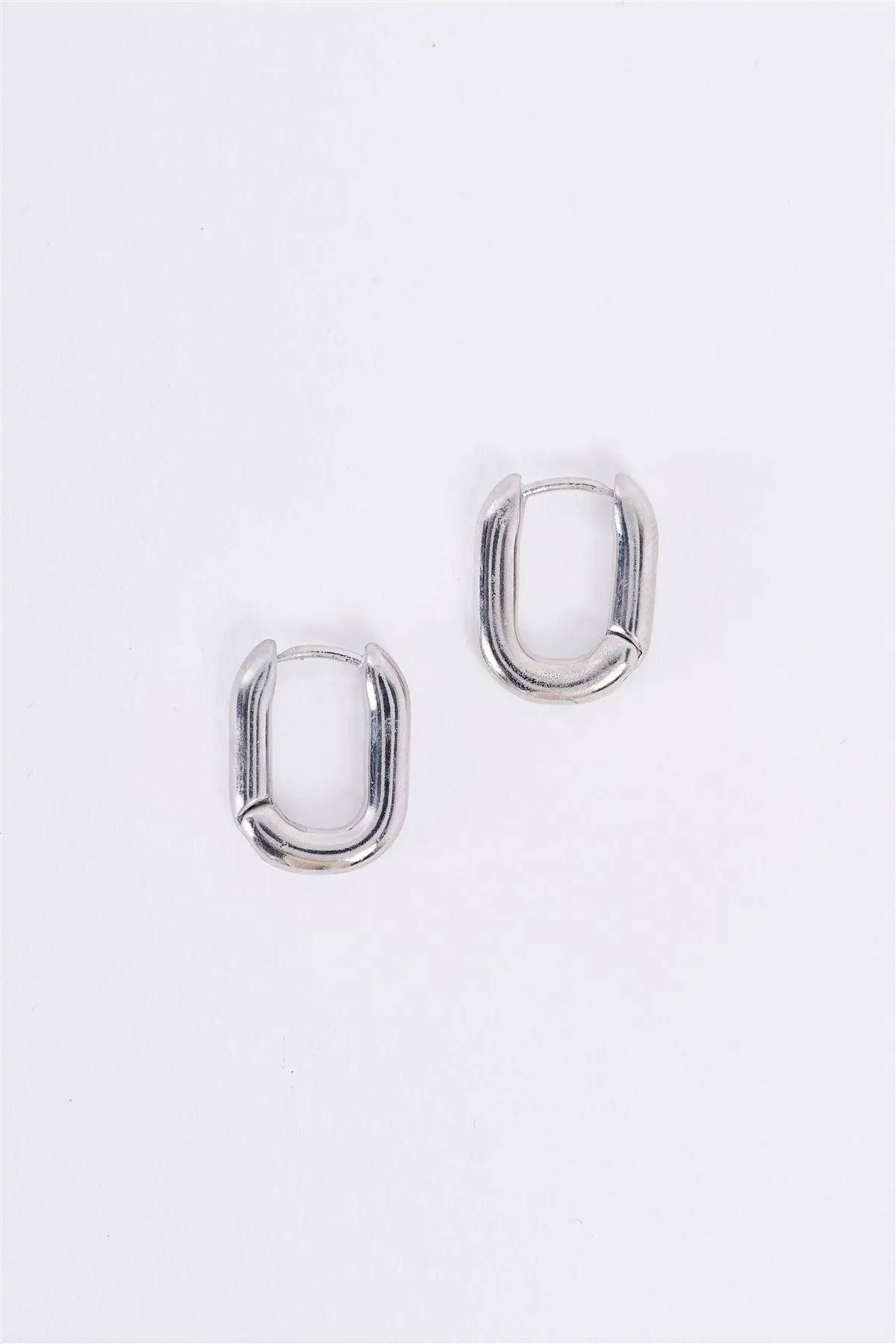 Silver Tiny Oval Huggie Earrings /3 Pieces