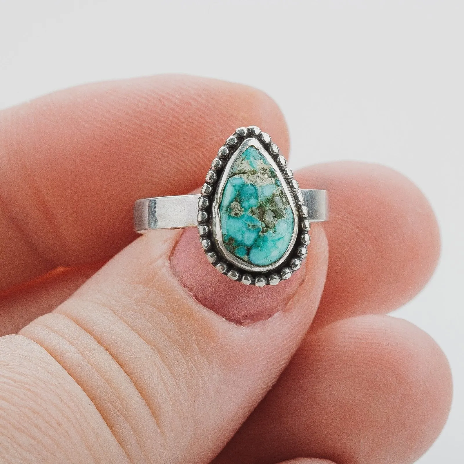 Size 5.25  White Water Turquoise Gemstone Ring