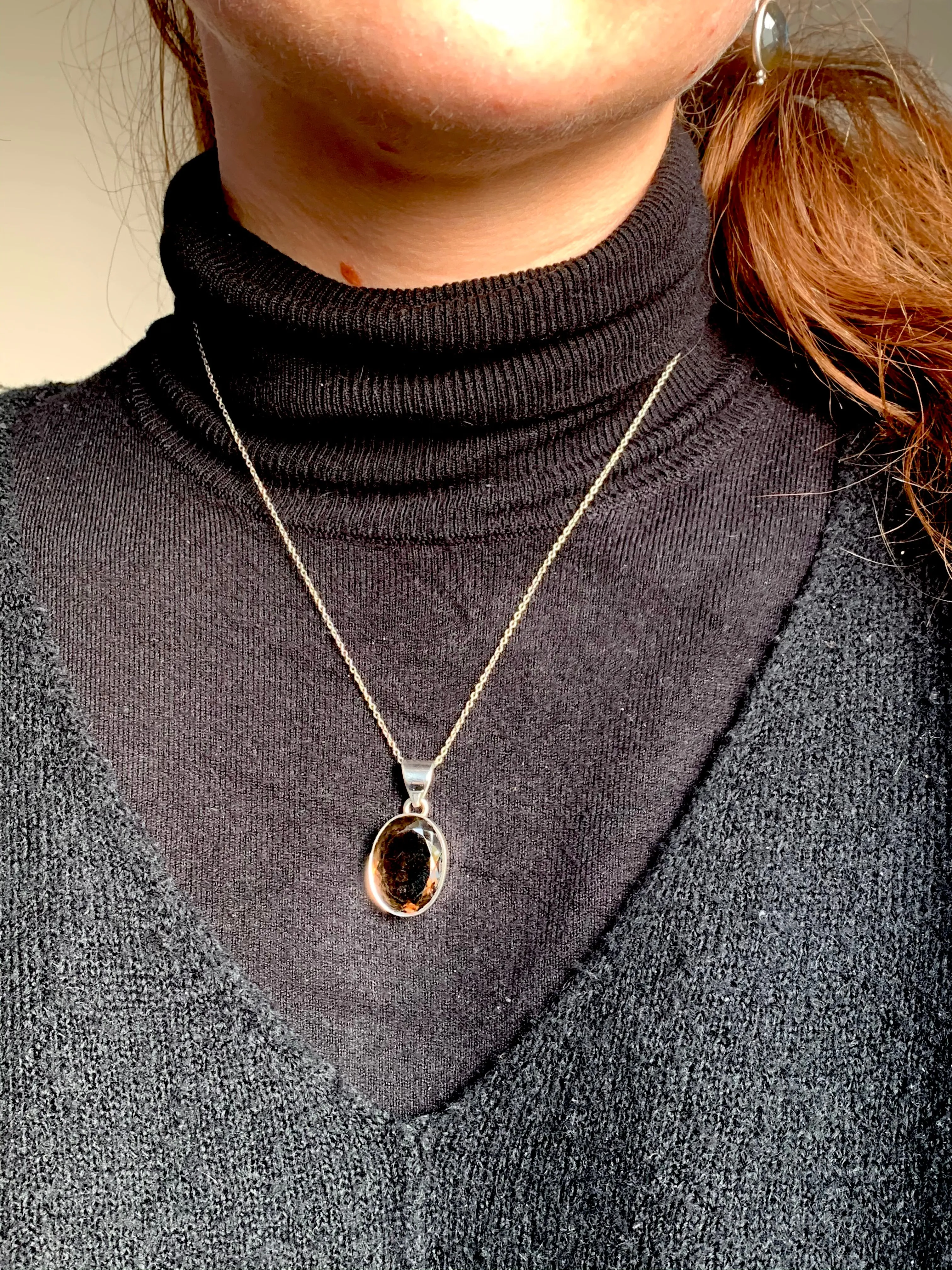 Smoky Quartz Akoni Pendant - Oval