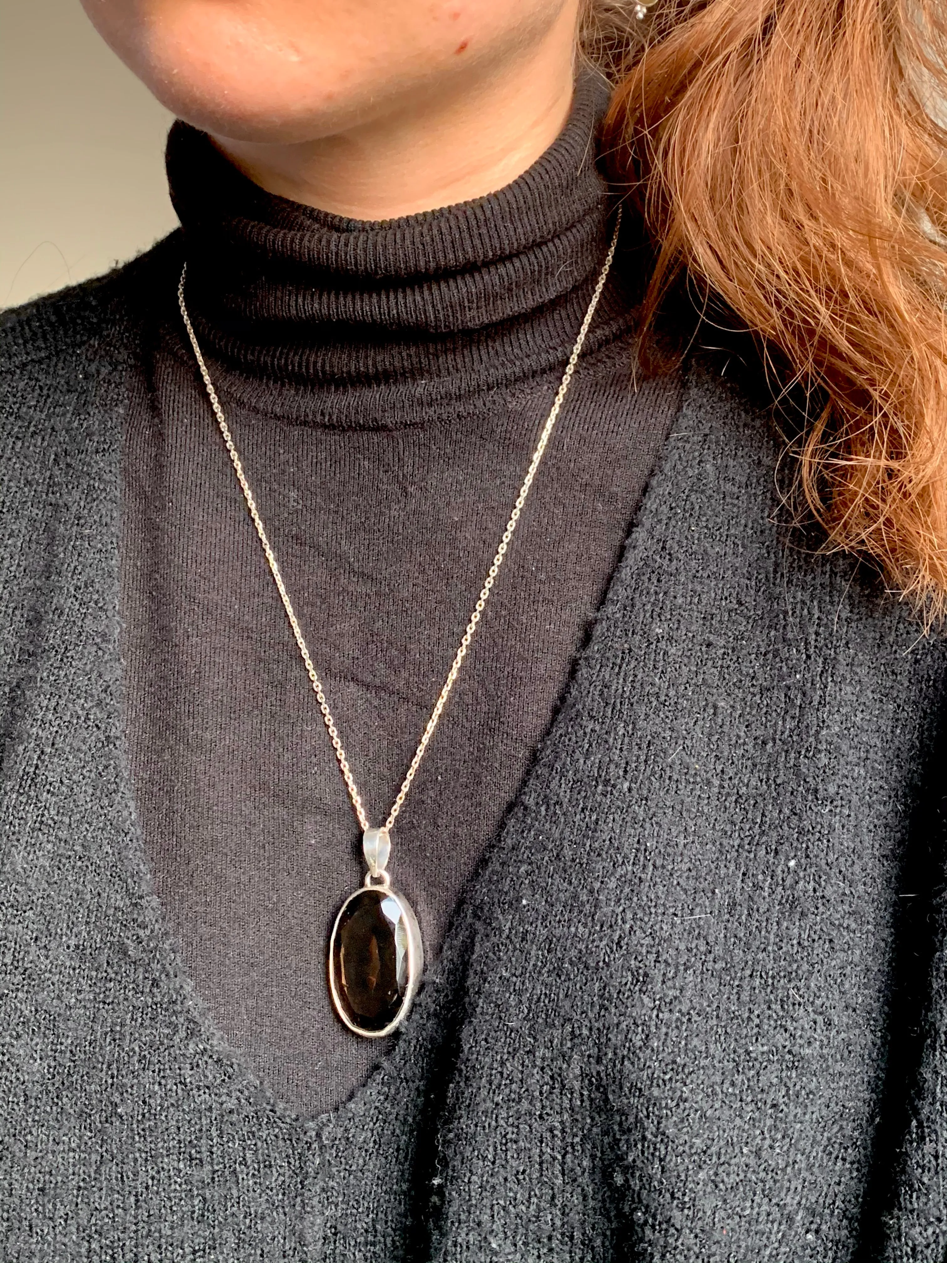 Smoky Quartz Akoni Pendant - Oval