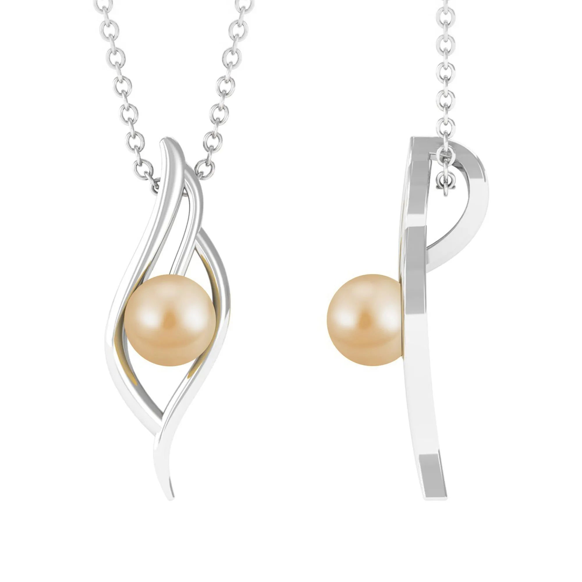 Solitaire South Sea Pearl Leaf Pendant with Hidden Bail