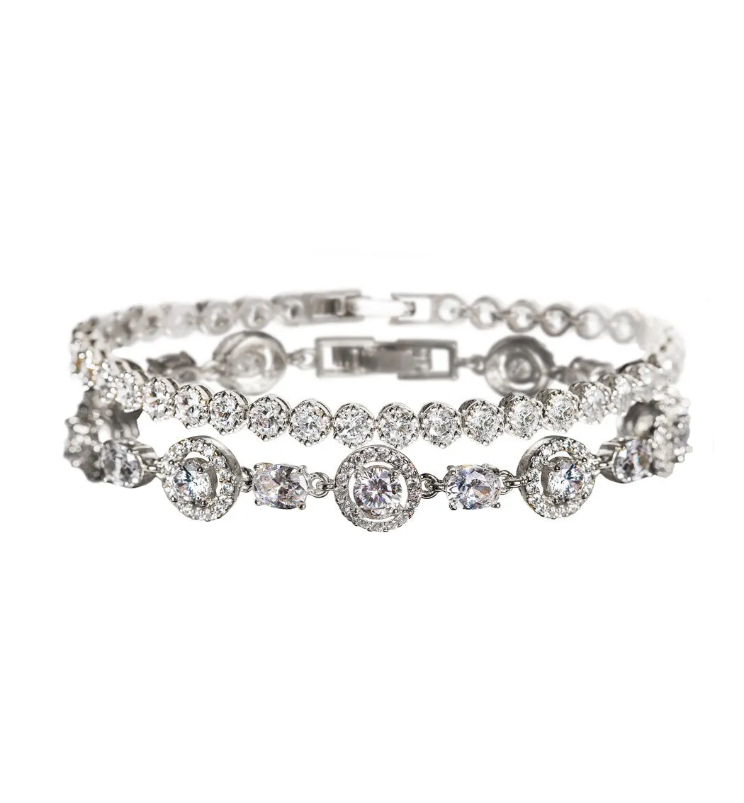 Sophia Halo CZ & Regal Tennis Bracelets