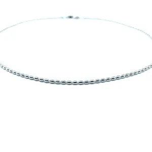 Sterling Silver 16" Oval Pattern Necklace - Waterproof!