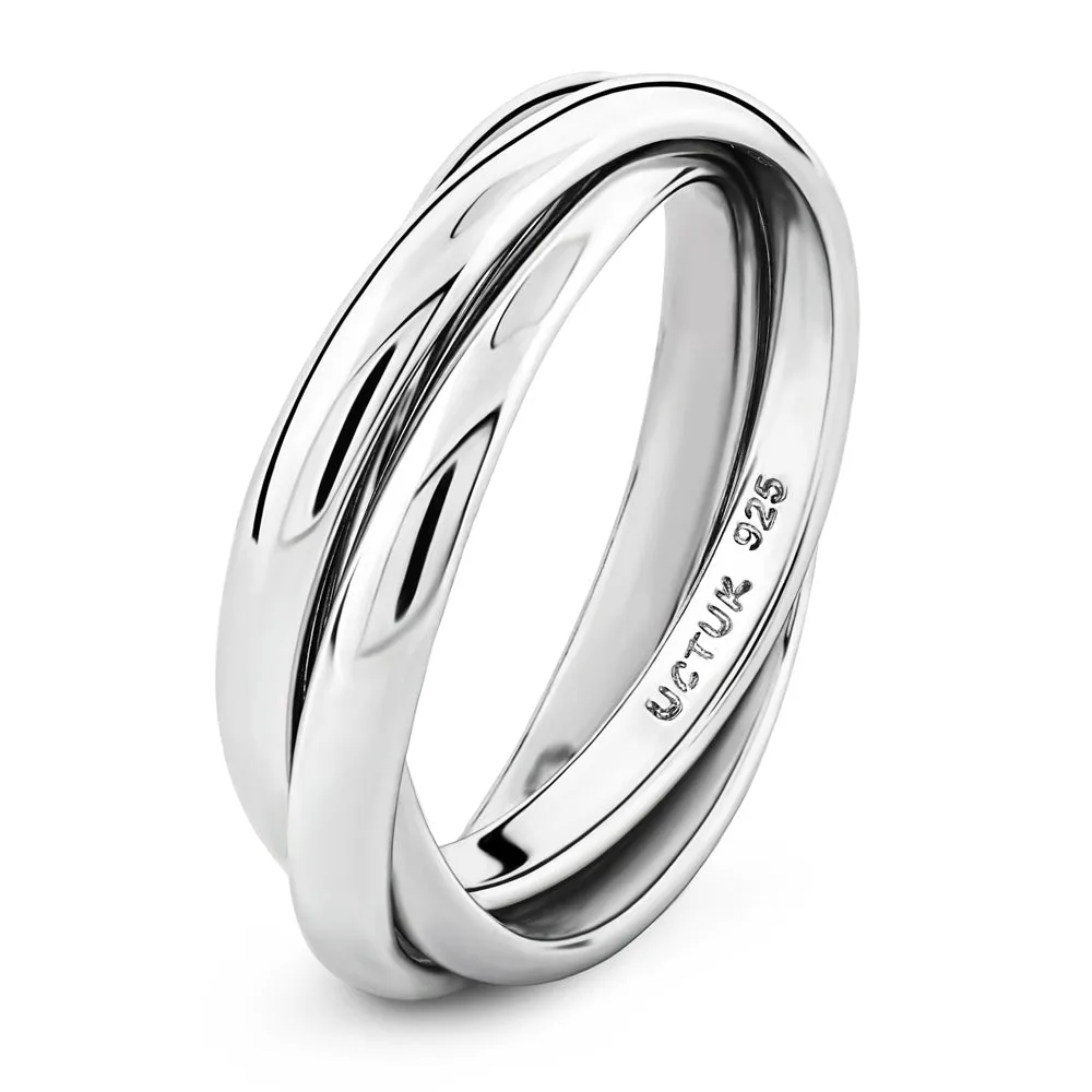 Sterling Silver 3 Band Rolling Ring