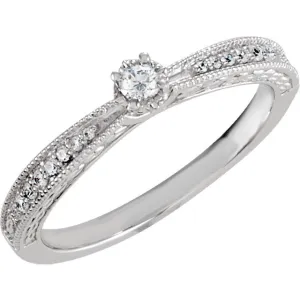 Sterling Silver Cubic Zirconia Vintage-Style Promise Ring