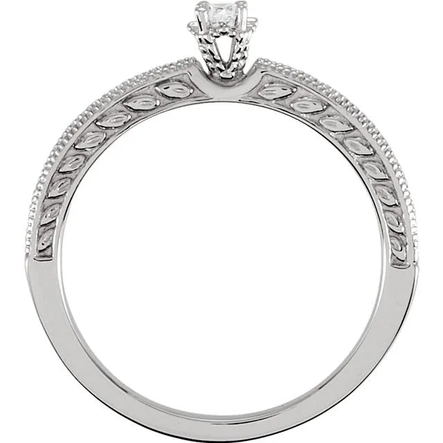 Sterling Silver Cubic Zirconia Vintage-Style Promise Ring