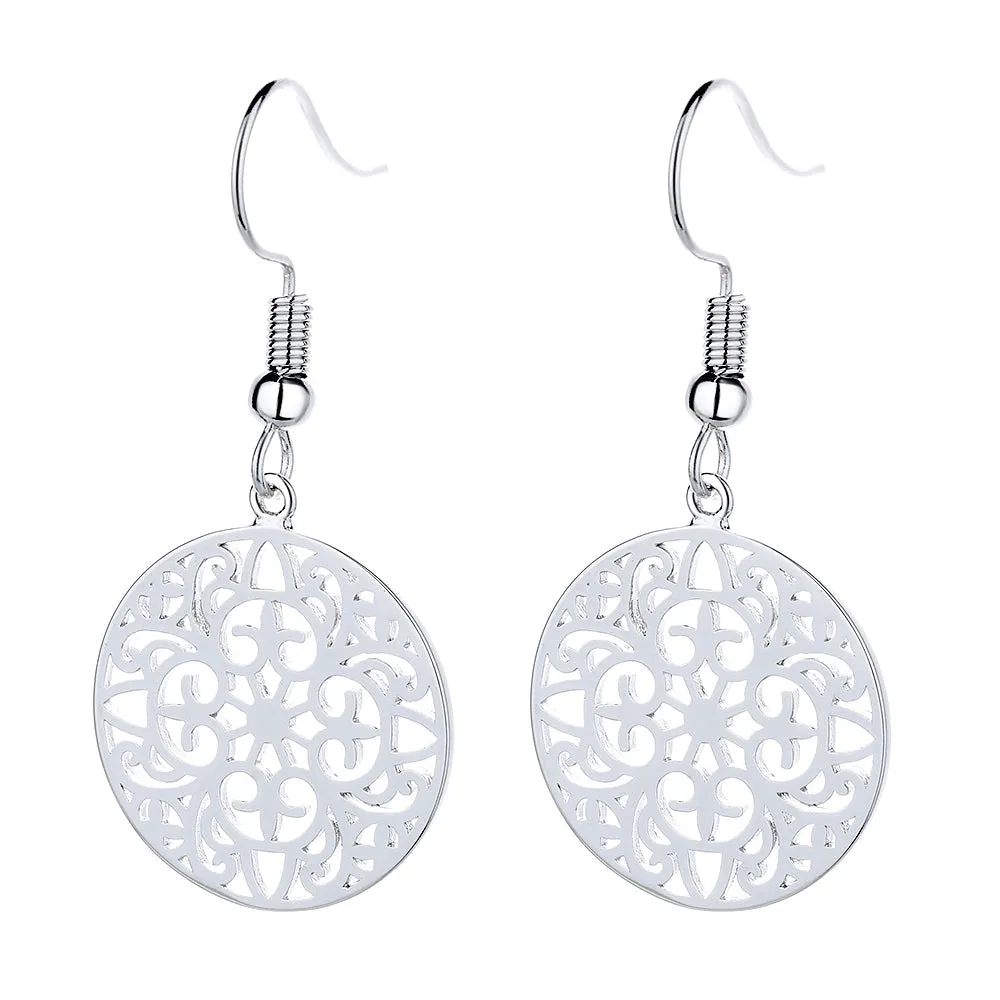 Sterling Silver Filgiree Hook Drop Earring