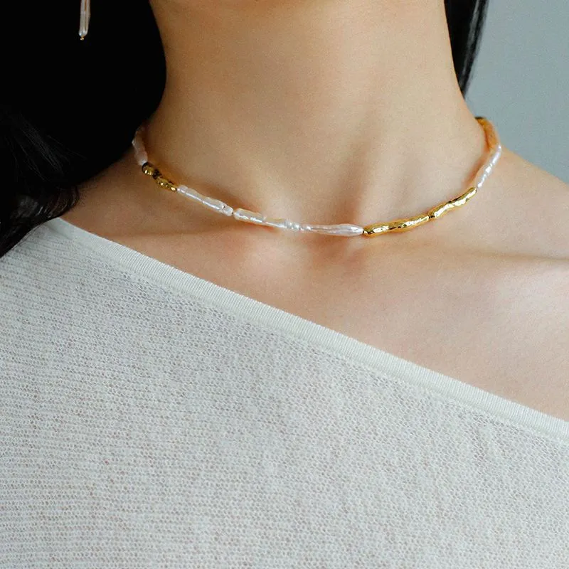 Streamer Toothpick Baroque Pearl Necklace