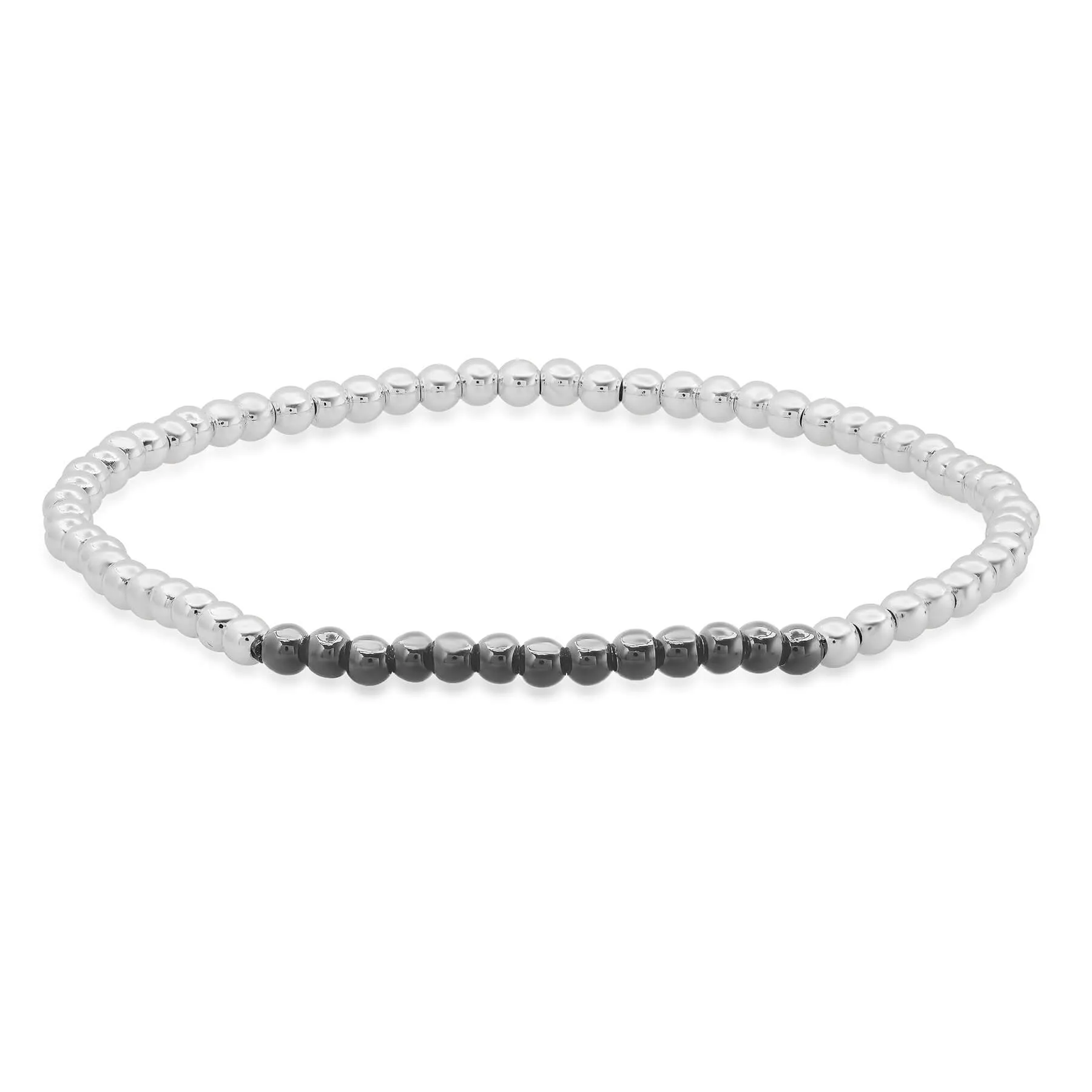 STRETCH BRACELET, SILVER & BLACK