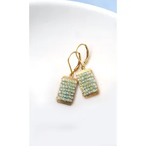 Tab Earrings 4990 with Green Opals and Natural Blue Zircons by Michelle Pressler Jewelry