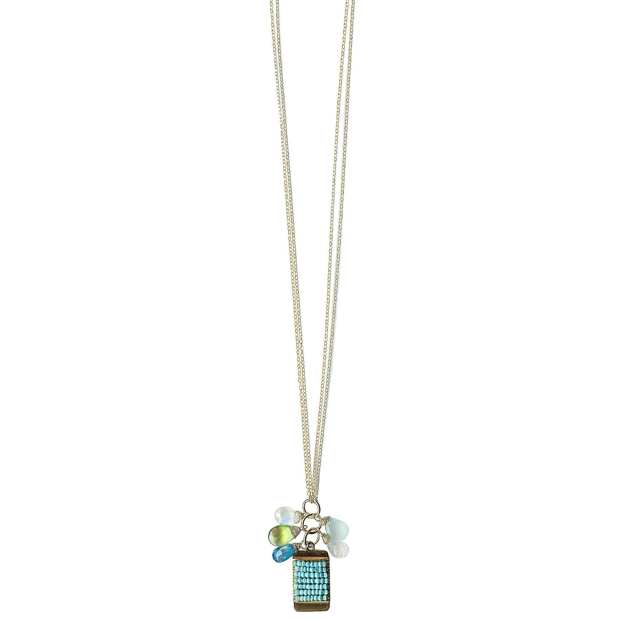 Tabs Necklace 5003 with Mixed Gemstones and Turquoise by Michelle Pressler Jewelry