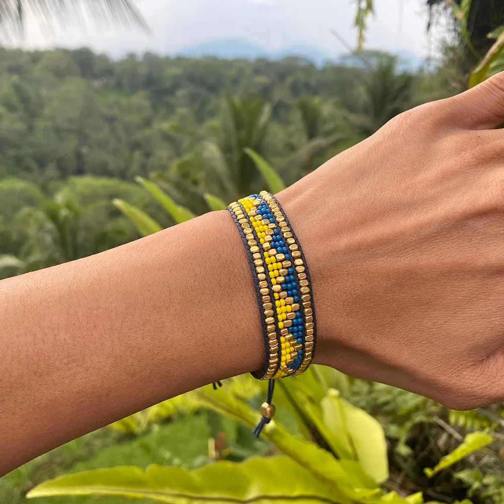 Taj Beaded Bracelet - Azure Blue & Yellow