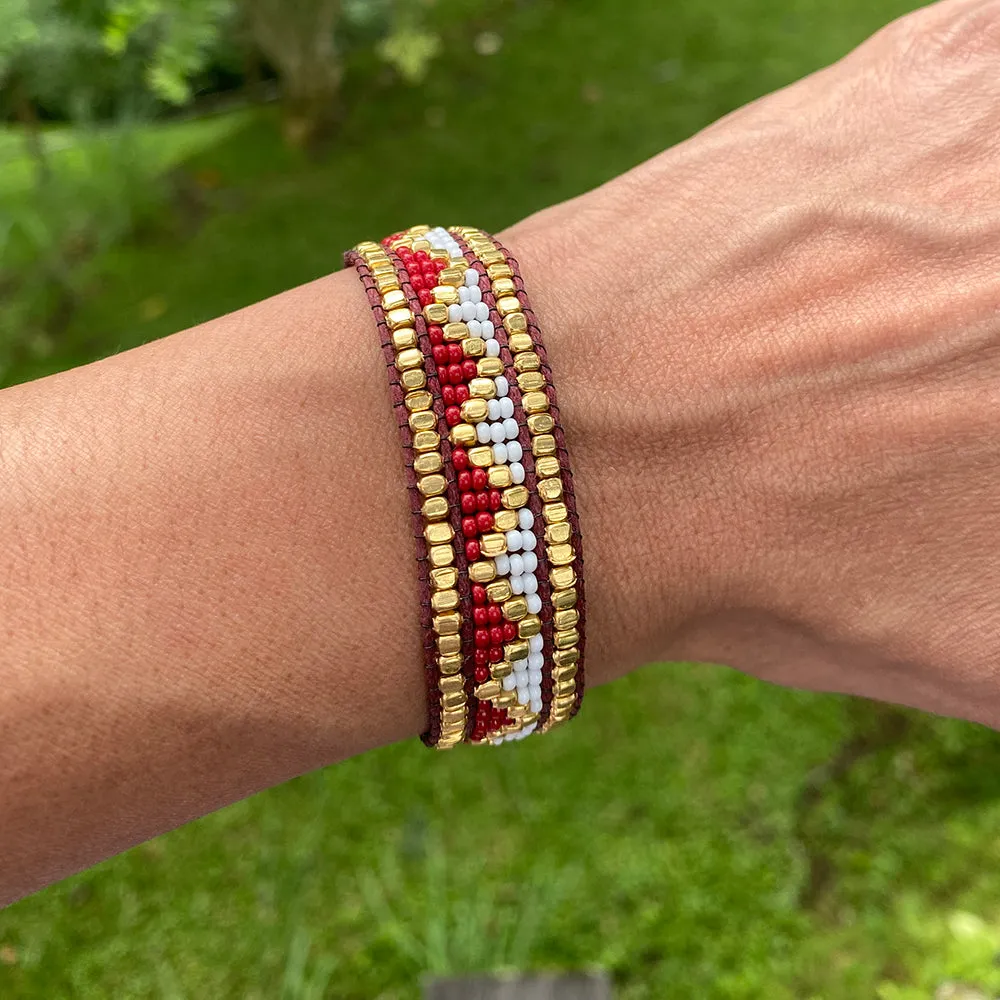 Taj Beaded Bracelet - Red & White