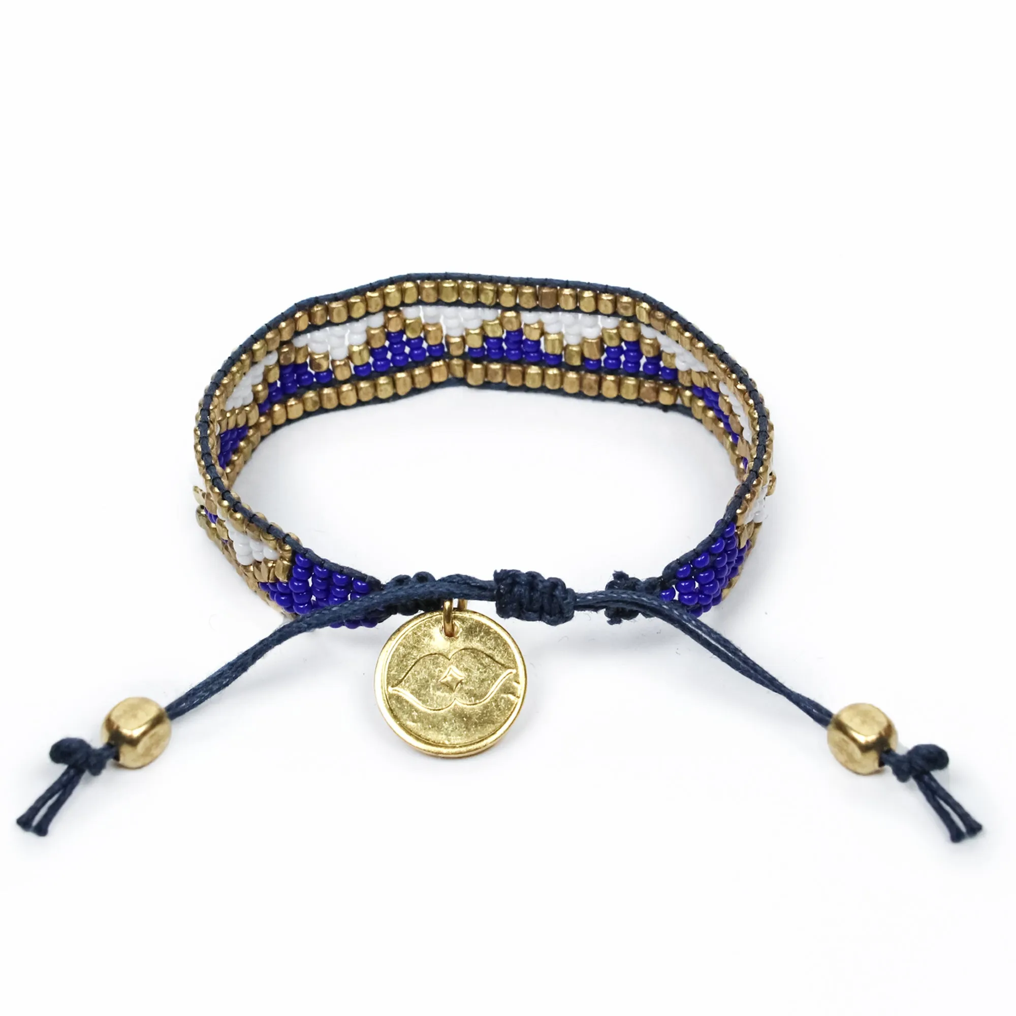 Taj Beaded Bracelet - Royal Blue & White