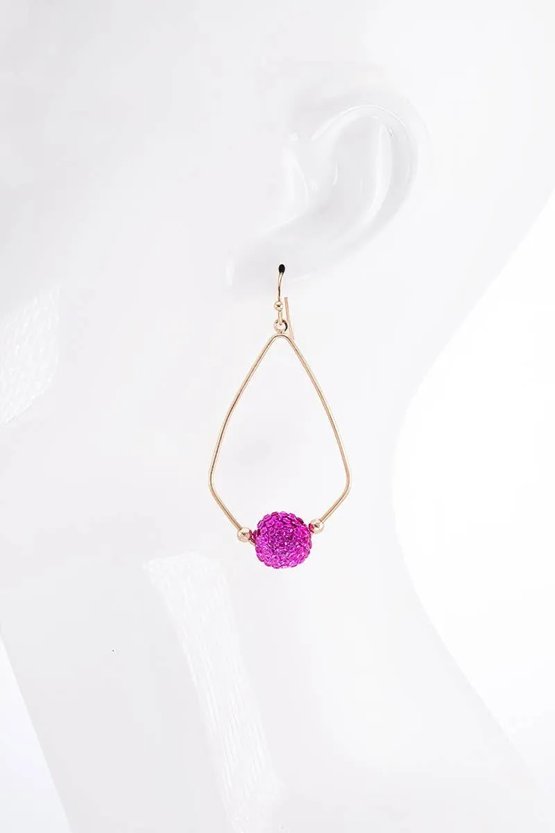 Teardrop Earrings w/ Rhinestone Ball