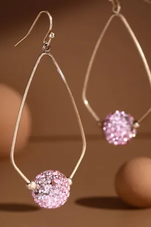 Teardrop Earrings w/ Rhinestone Ball