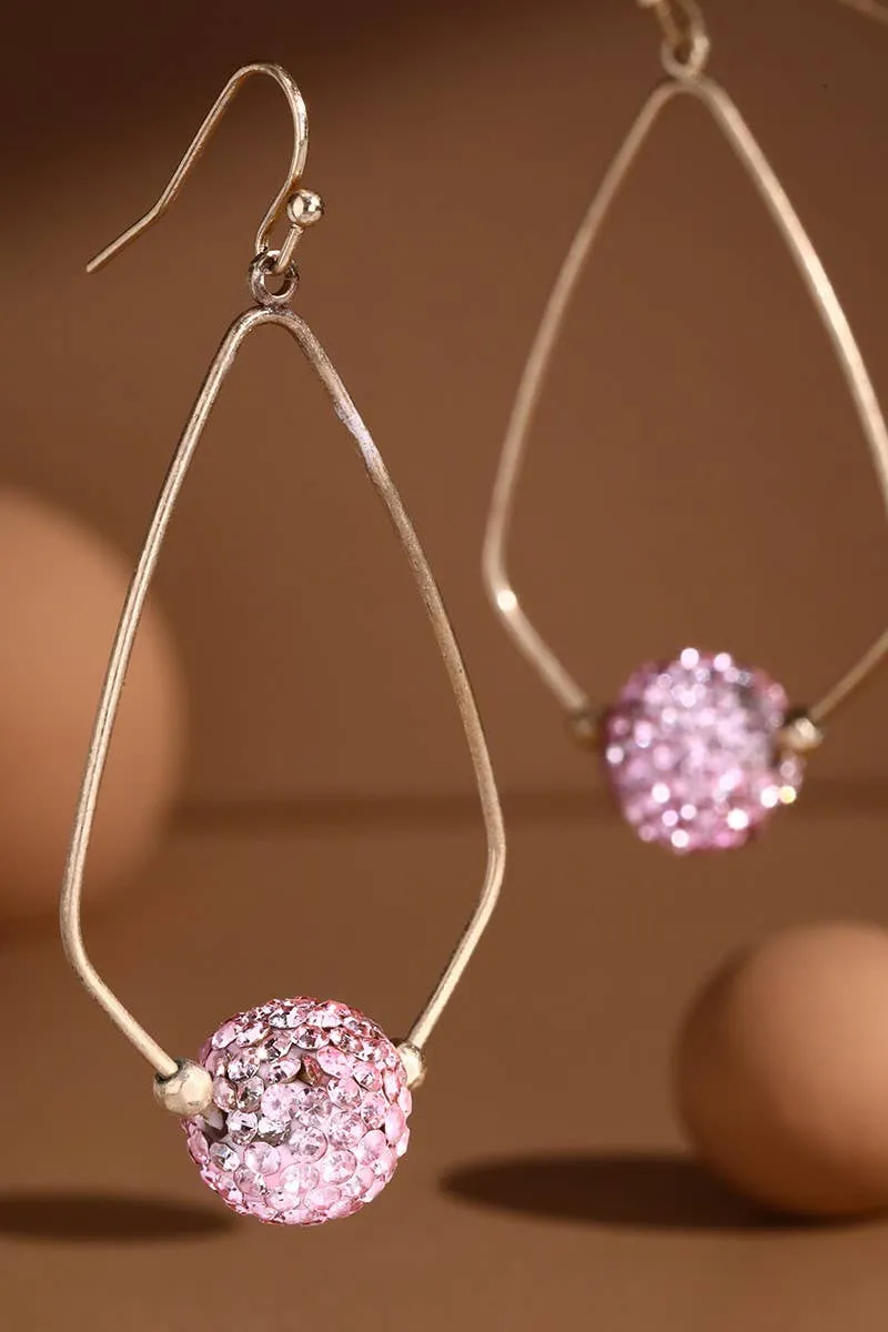 Teardrop Earrings w/ Rhinestone Ball