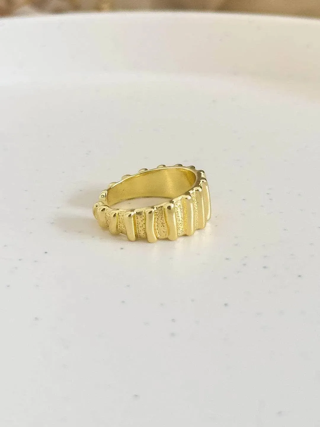 Textured And Ivory Enamel Ring