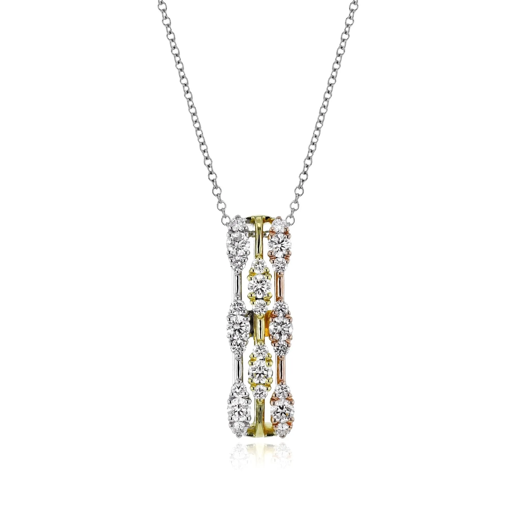 Three-Tone Pendant in 18k Gold with Diamonds