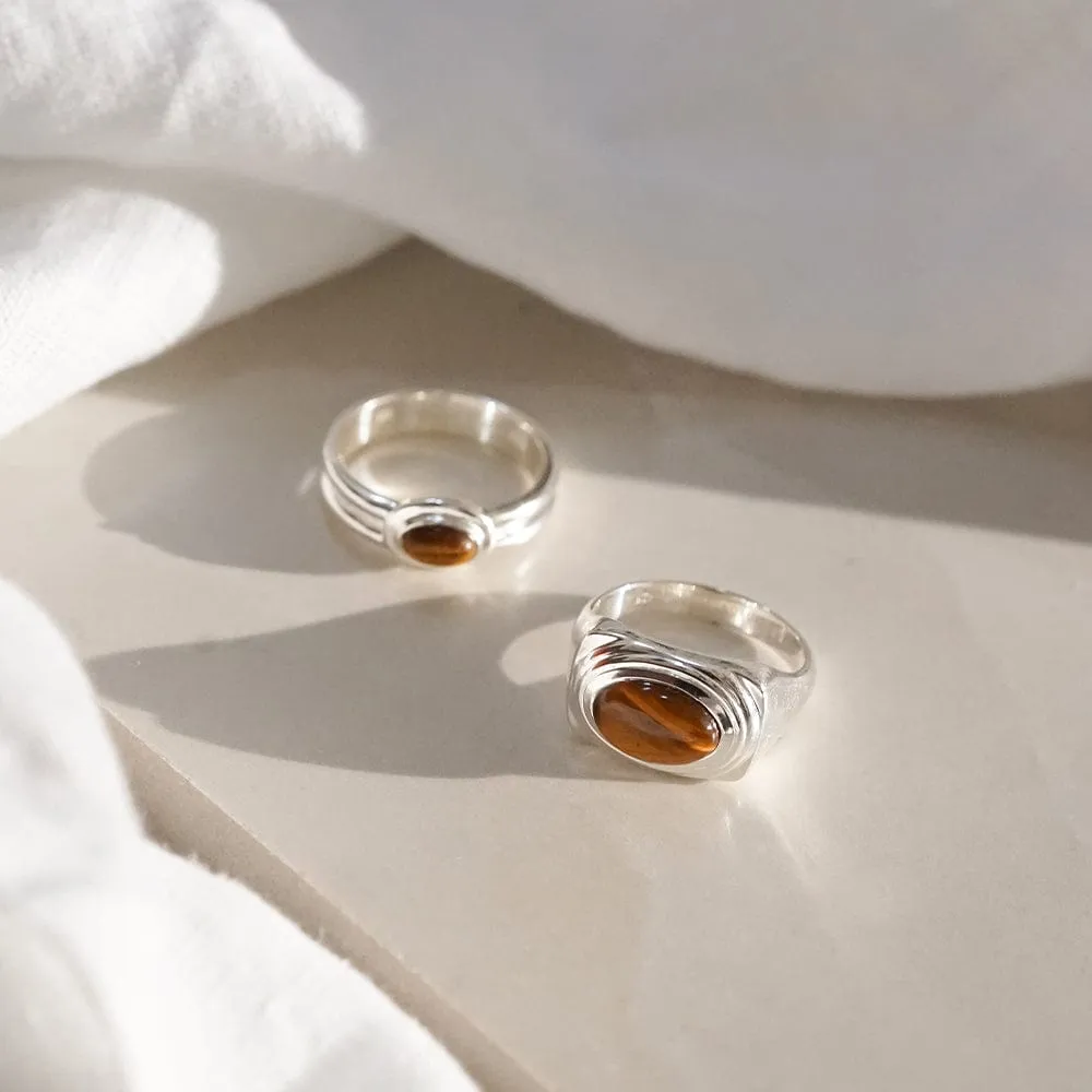 Tigers Eye Bold Ring Sterling Silver