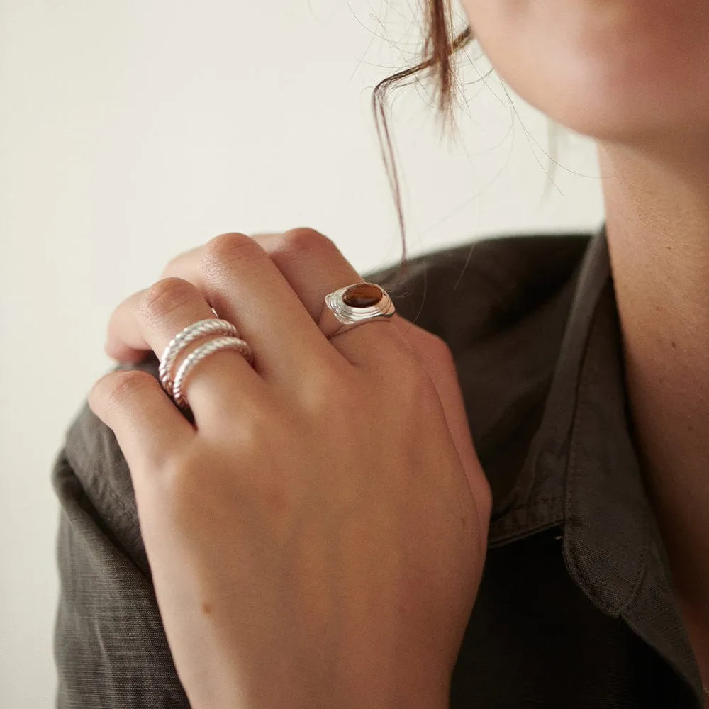 Tigers Eye Bold Ring Sterling Silver