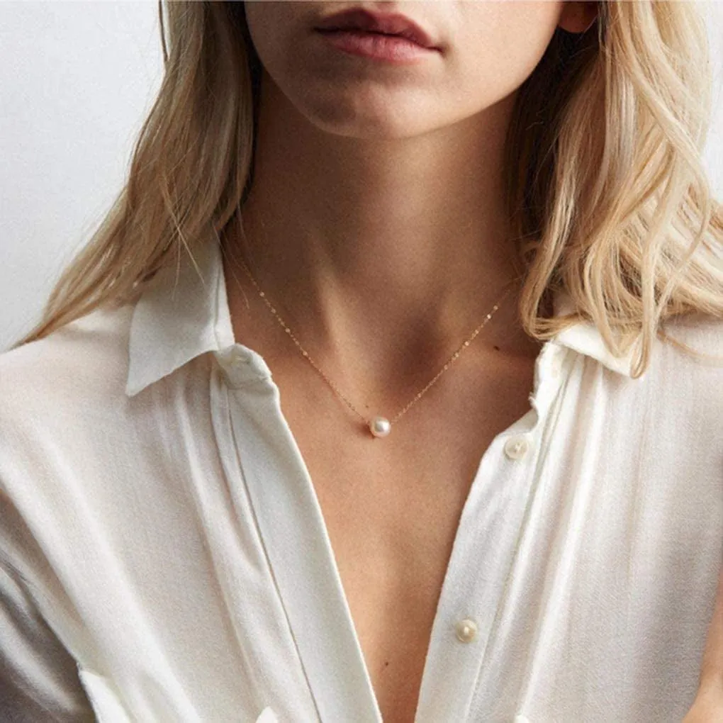 Tiny Pearl Choker Necklace Chain