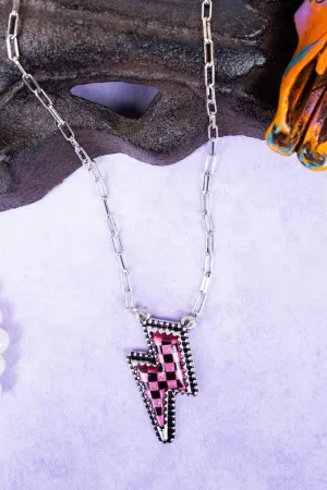 TIPI Fuchsia Thunder Struck Stretch Silvertone Necklace