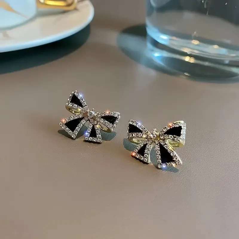 Trendy Balck Bow Tie Earrings & Studs