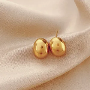 Trendy Beans Glossy Gold Stud Earrings jlt12768