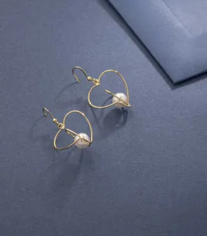 Trendy Heart Pearly Earrings (Brass)