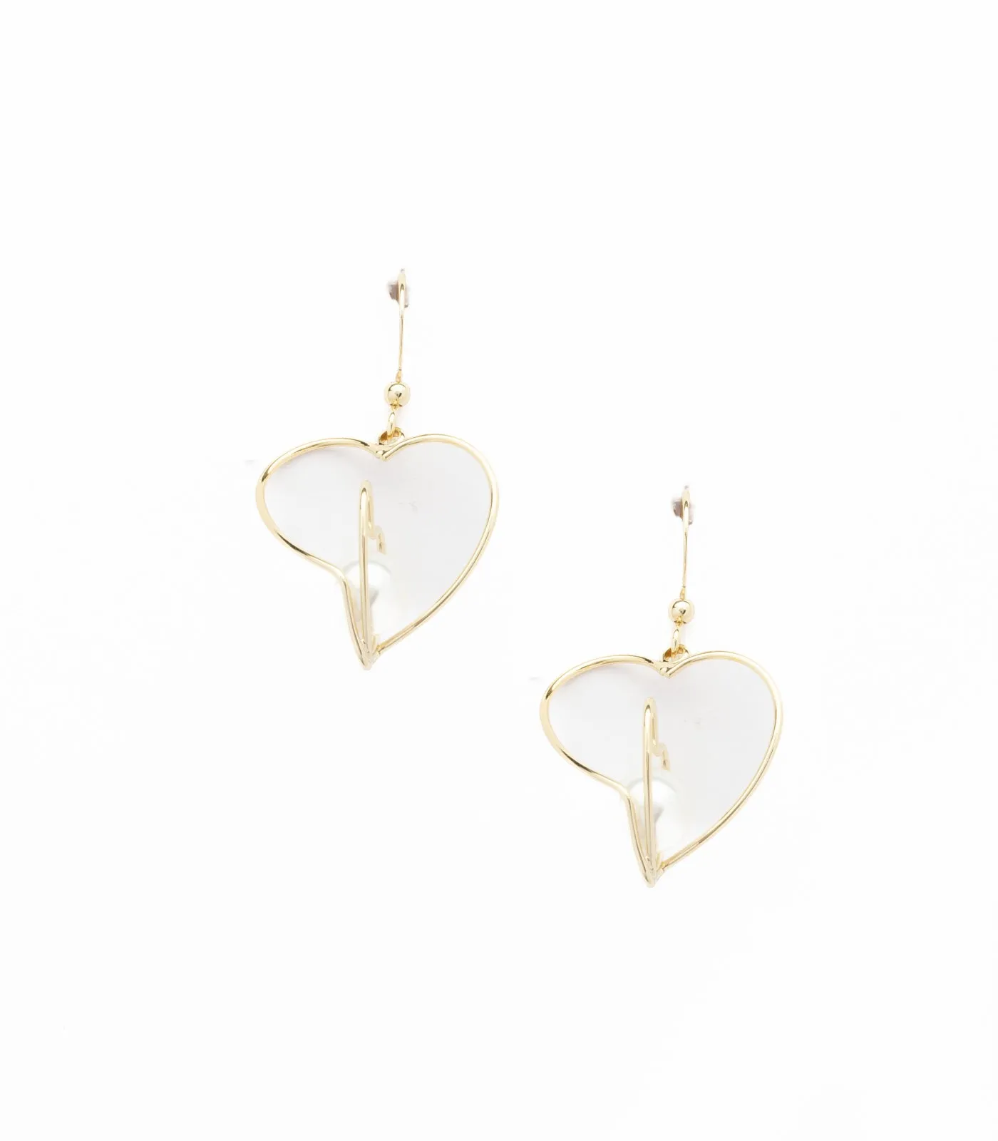 Trendy Heart Pearly Earrings (Brass)