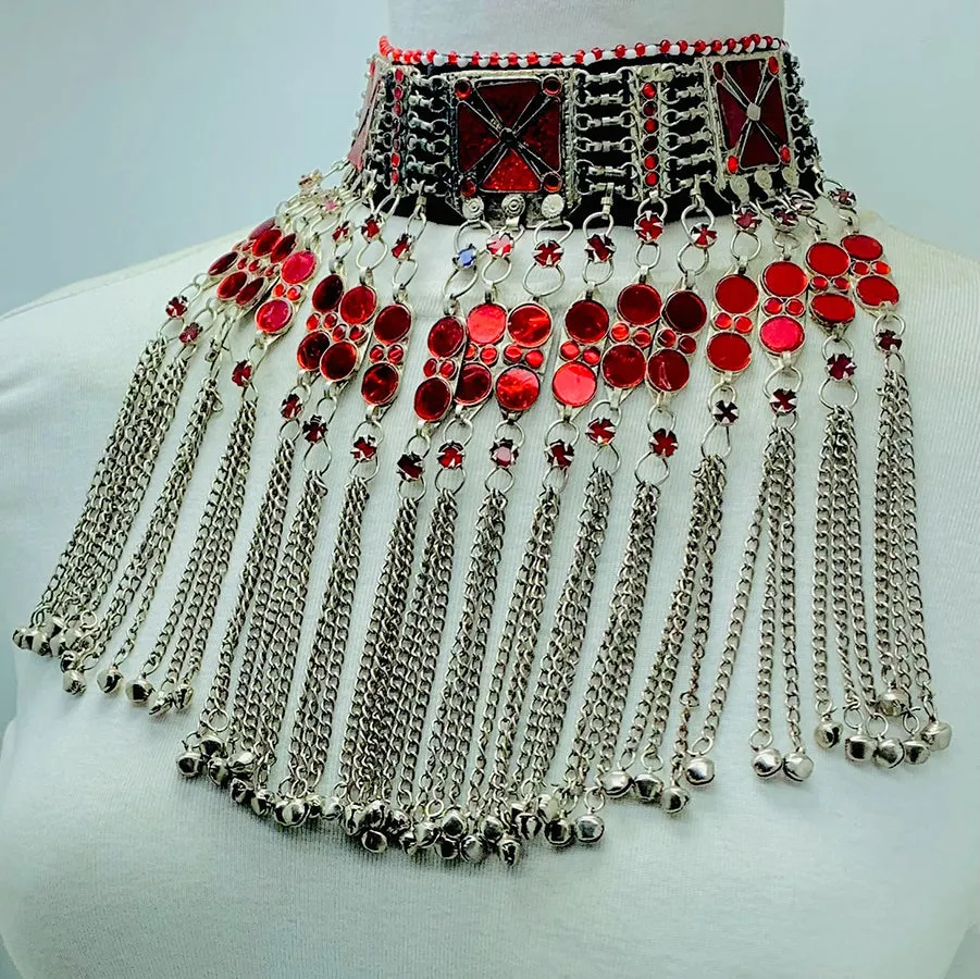 Tribal Red Stone Choker Necklace