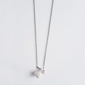 Two acorns big and small with zircon stone - sparkling necklace - silver plated