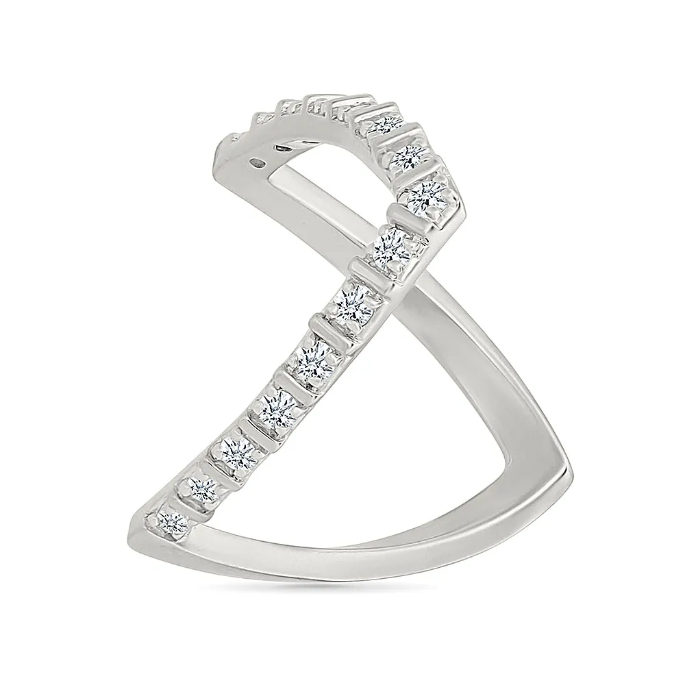 V-Shaped Gold &  Diamond Ring