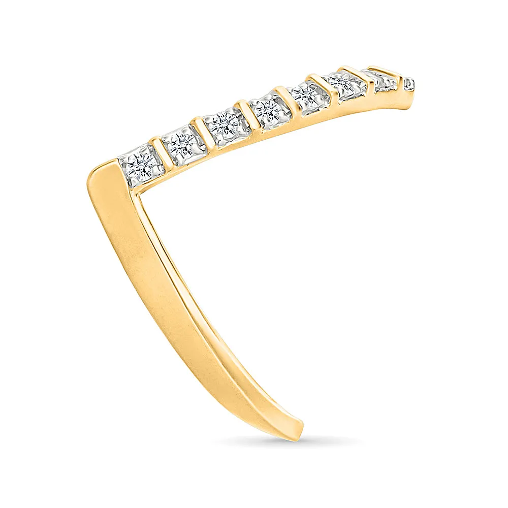 V-Shaped Gold &  Diamond Ring