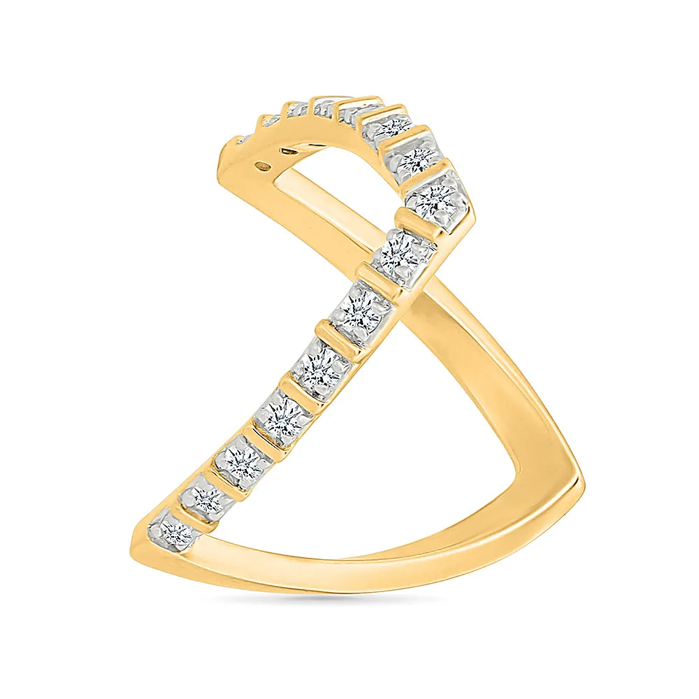 V-Shaped Gold &  Diamond Ring