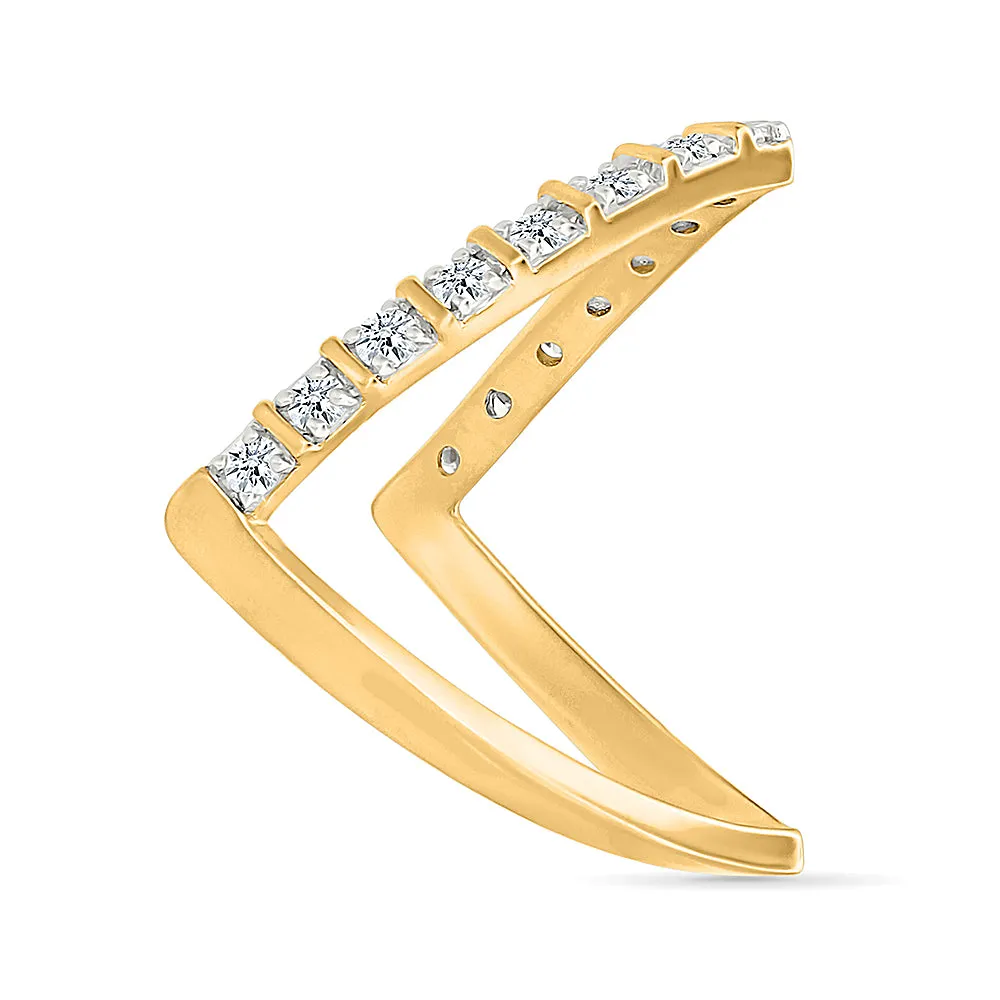 V-Shaped Gold &  Diamond Ring