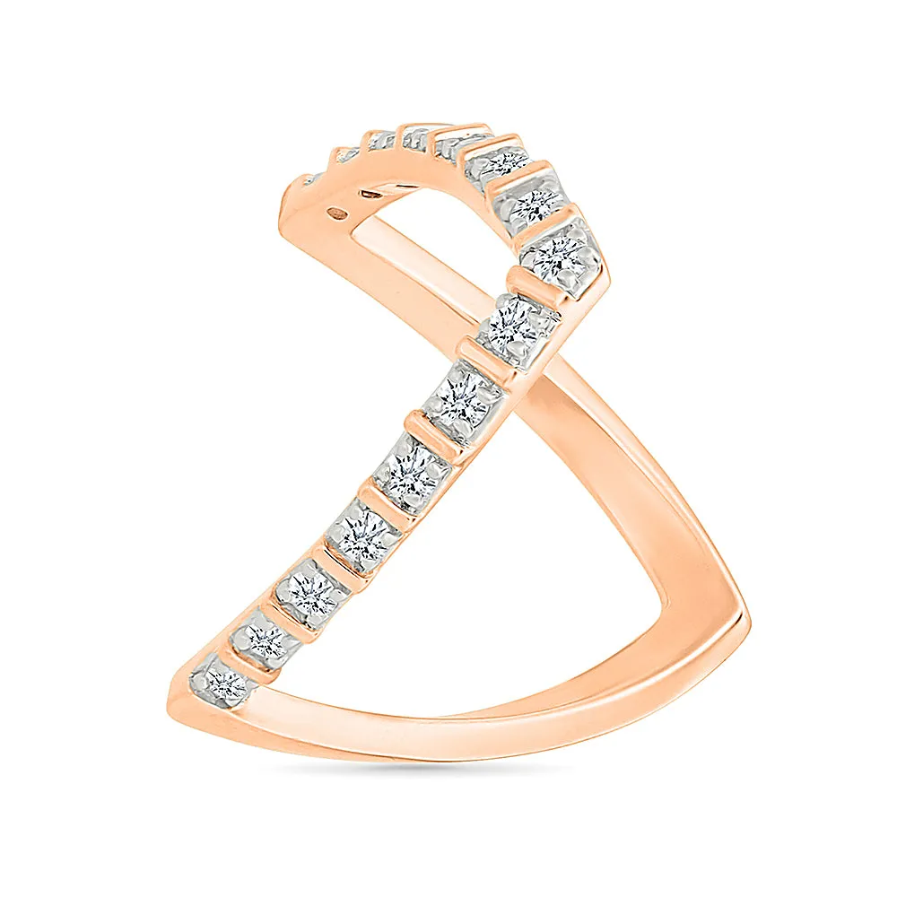 V-Shaped Gold &  Diamond Ring