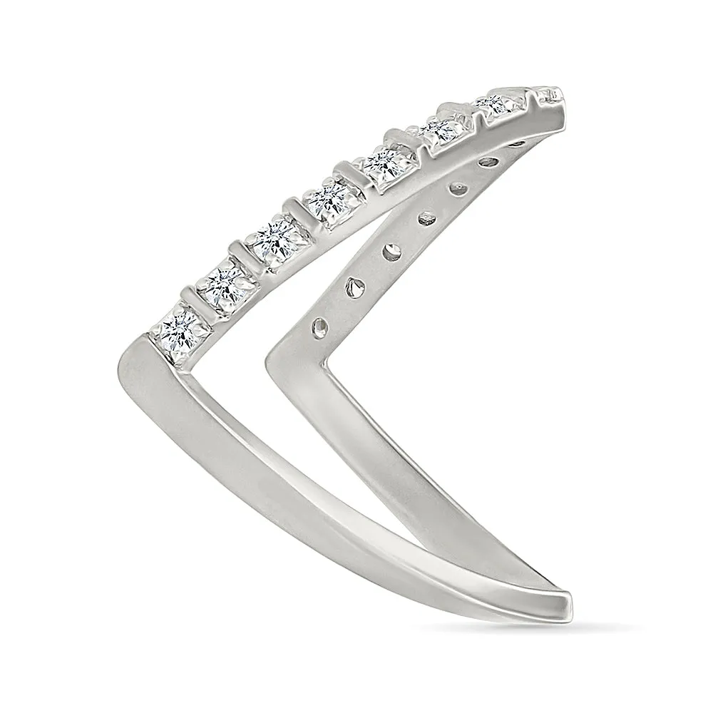 V-Shaped Gold &  Diamond Ring