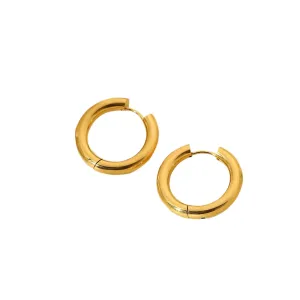 VAIGE 18k Gold Plated Stainless Steel Classic Solid Hoop Earrings - Trendy Round Design Accessories