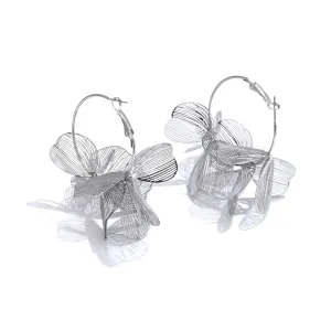 VAIGE Exclusive Stainless Steel Large Geometric Flower Hoop Earrings - Trendy Waterproof Fashion Jewelry