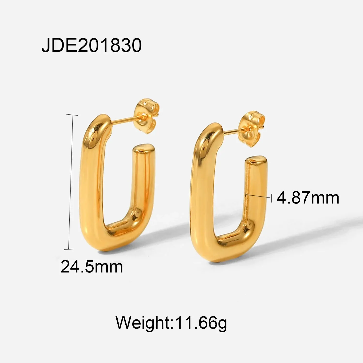 VAIGE Trendy 18K Gold Plated Stainless Steel Geometric Square Hoop Earrings - 24.5mm Charm Design