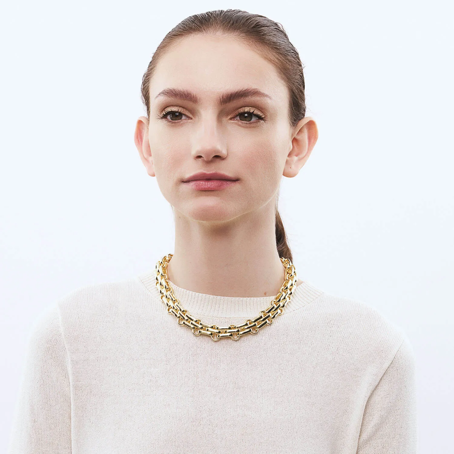 Vanessa Baroni Gold Three Layered Necklace