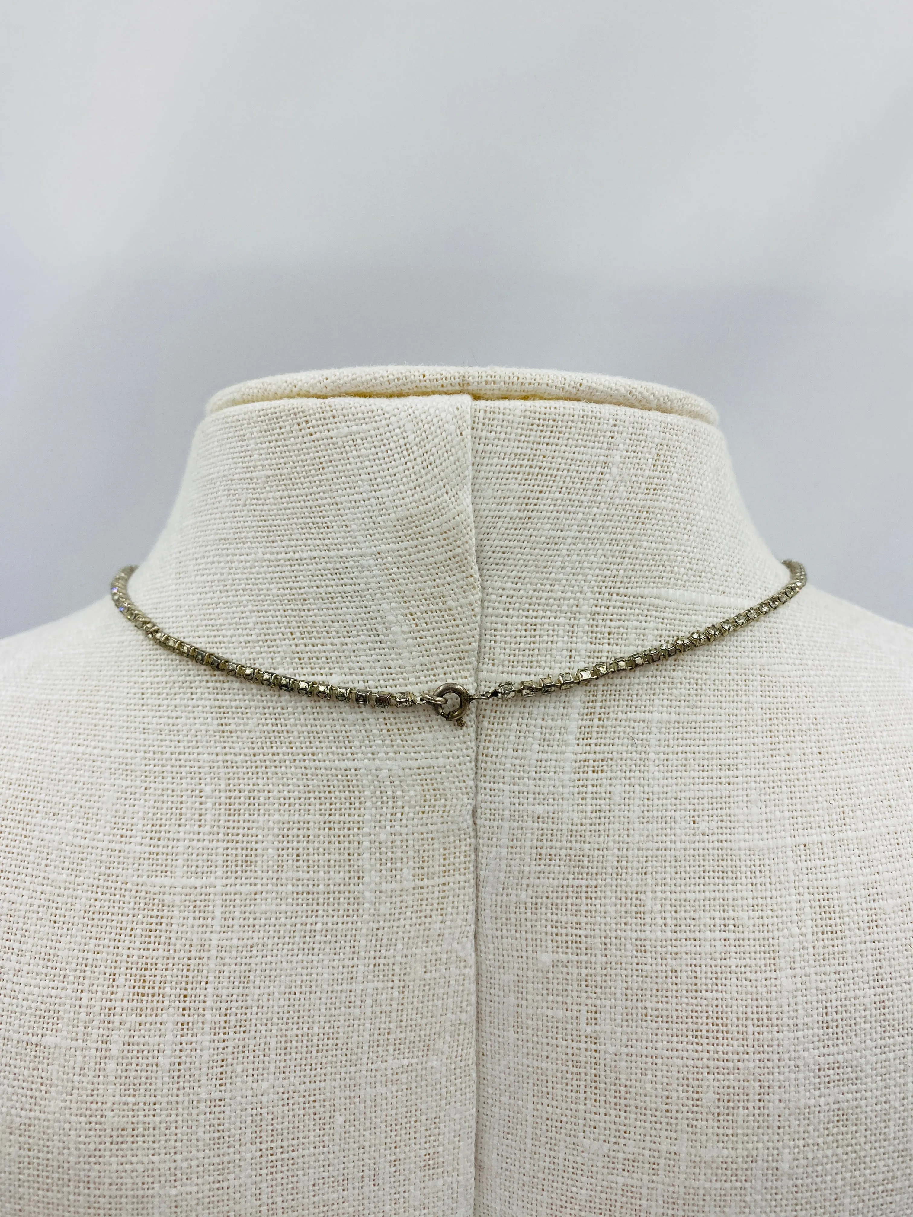 Vintage 1940s Minimalist Diamanté Necklace