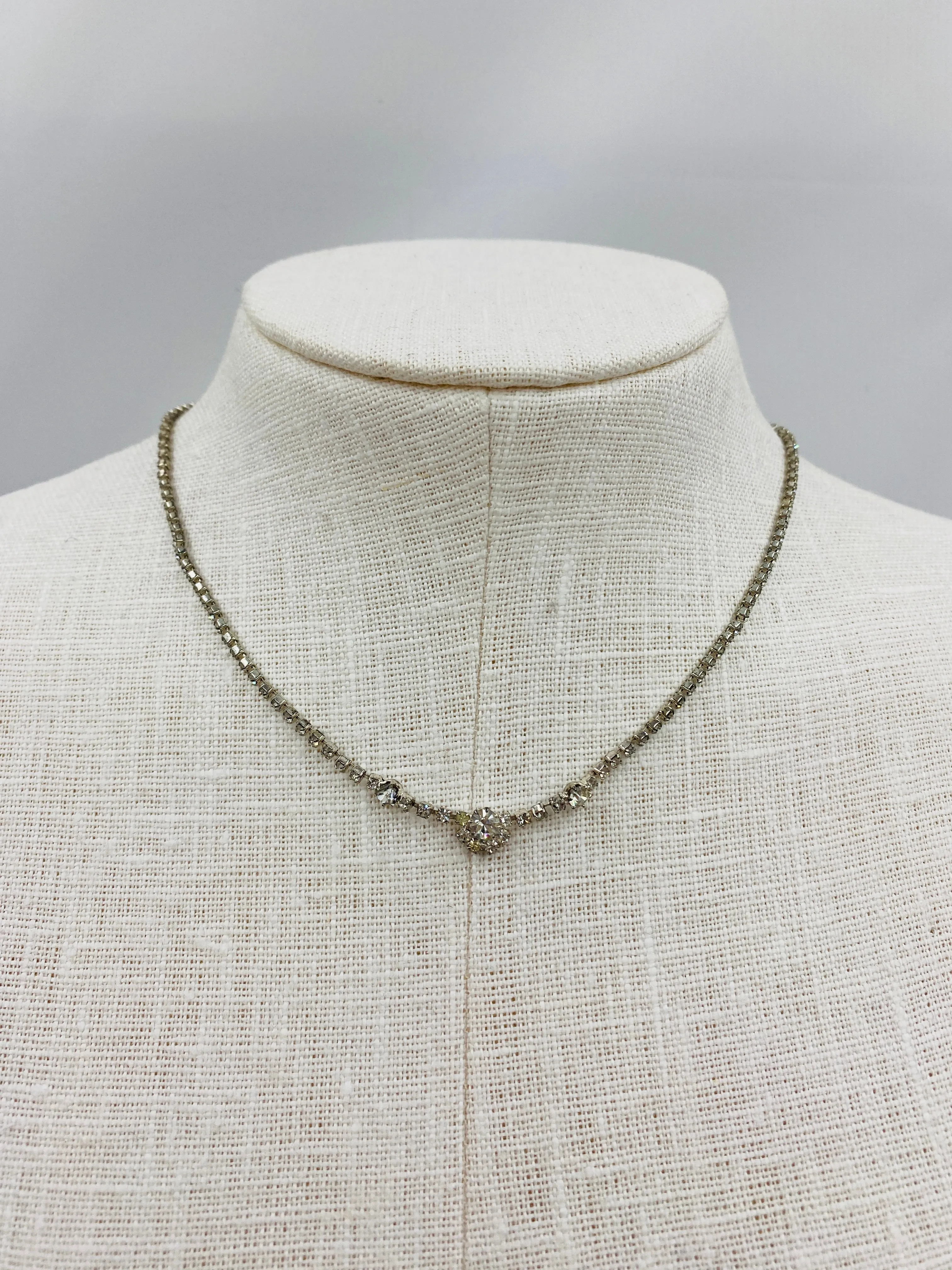 Vintage 1940s Minimalist Diamanté Necklace