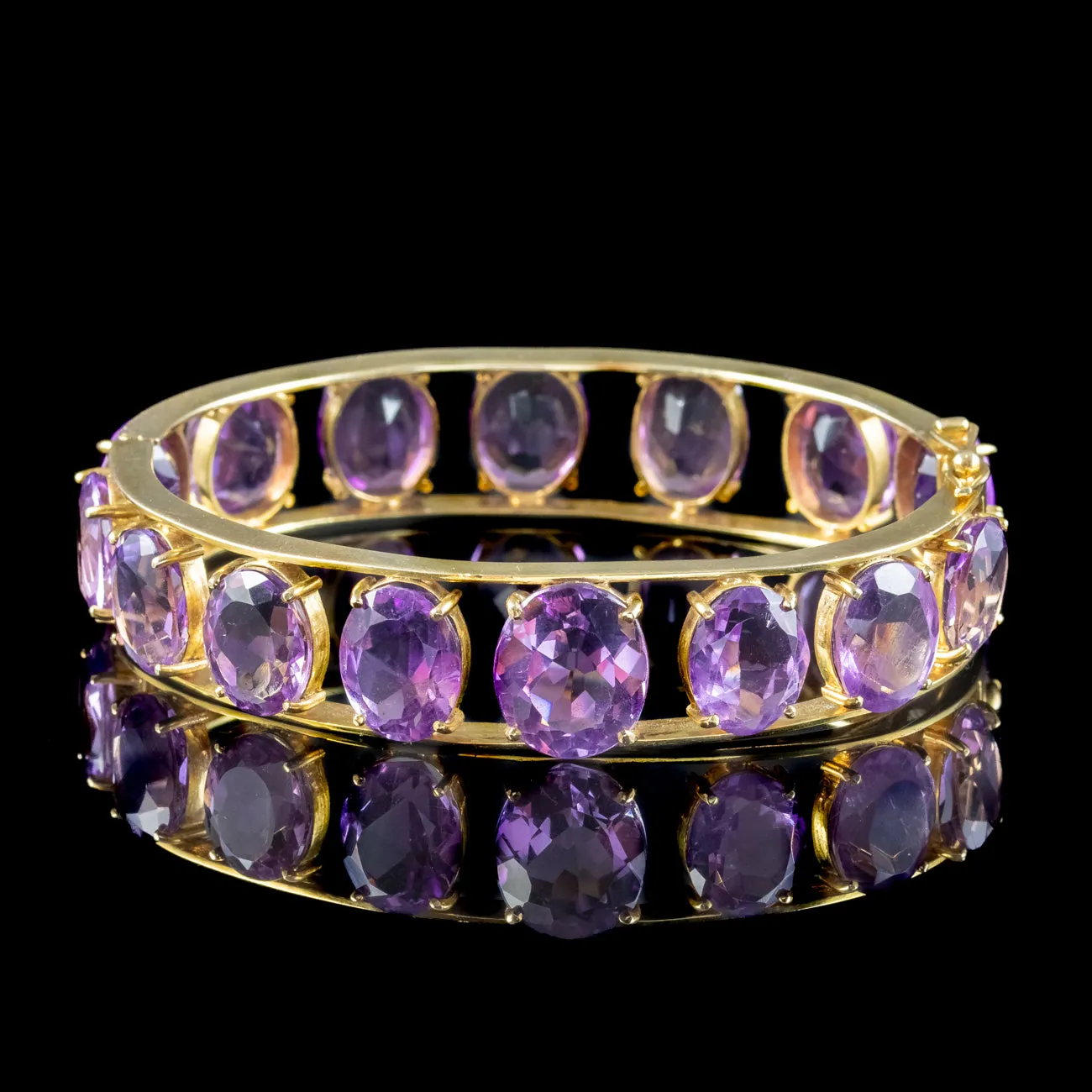 Vintage Amethyst Eternity Bangle 9ct Gold 62ct Of Amethyst