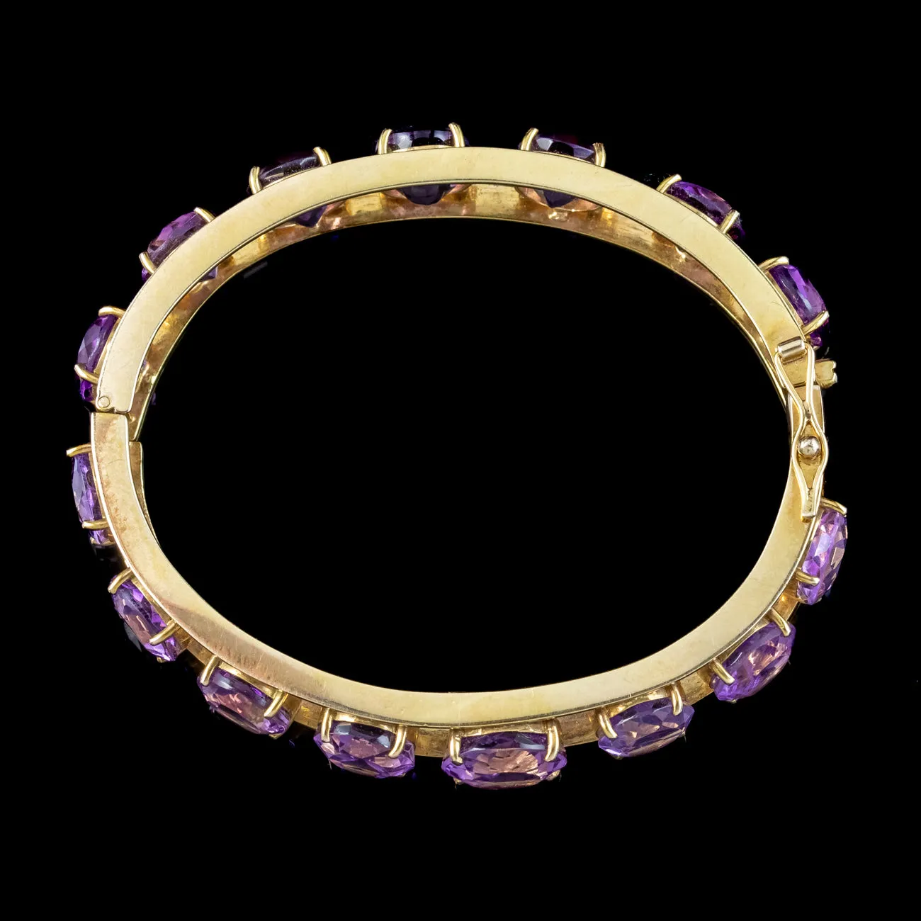 Vintage Amethyst Eternity Bangle 9ct Gold 62ct Of Amethyst