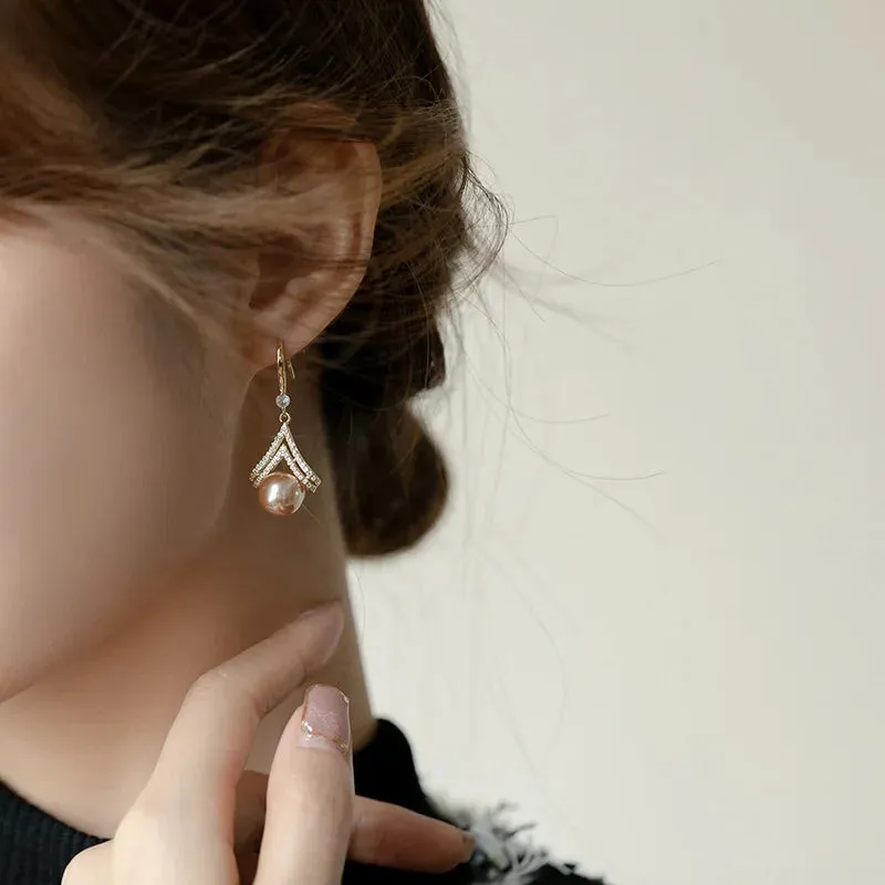 Wedding Korean Luxury Party Fashion Products Pearl Pierced Dangle Popular Earring