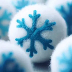 Whimsical Winter Decor Snowflake Wool Balls - 10pcs